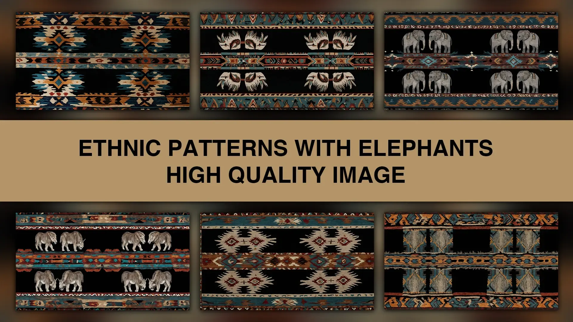 Ethnic Patterns with Elephants High Quality Image image